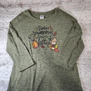 Magical Season Fall themed lightweight sweater bling Top Pumpkins and Lattes - L